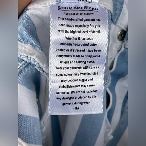 Good American Baby Blue white stipe jeans size 24 - Picture 10 of 12